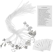 20 Pcs Coquette Cake Pulls on Ribbon Decorations Traditional Style Wedding Cake Charms with Blessing Cards Wedding Birthday Party Decoration Gifts (White)