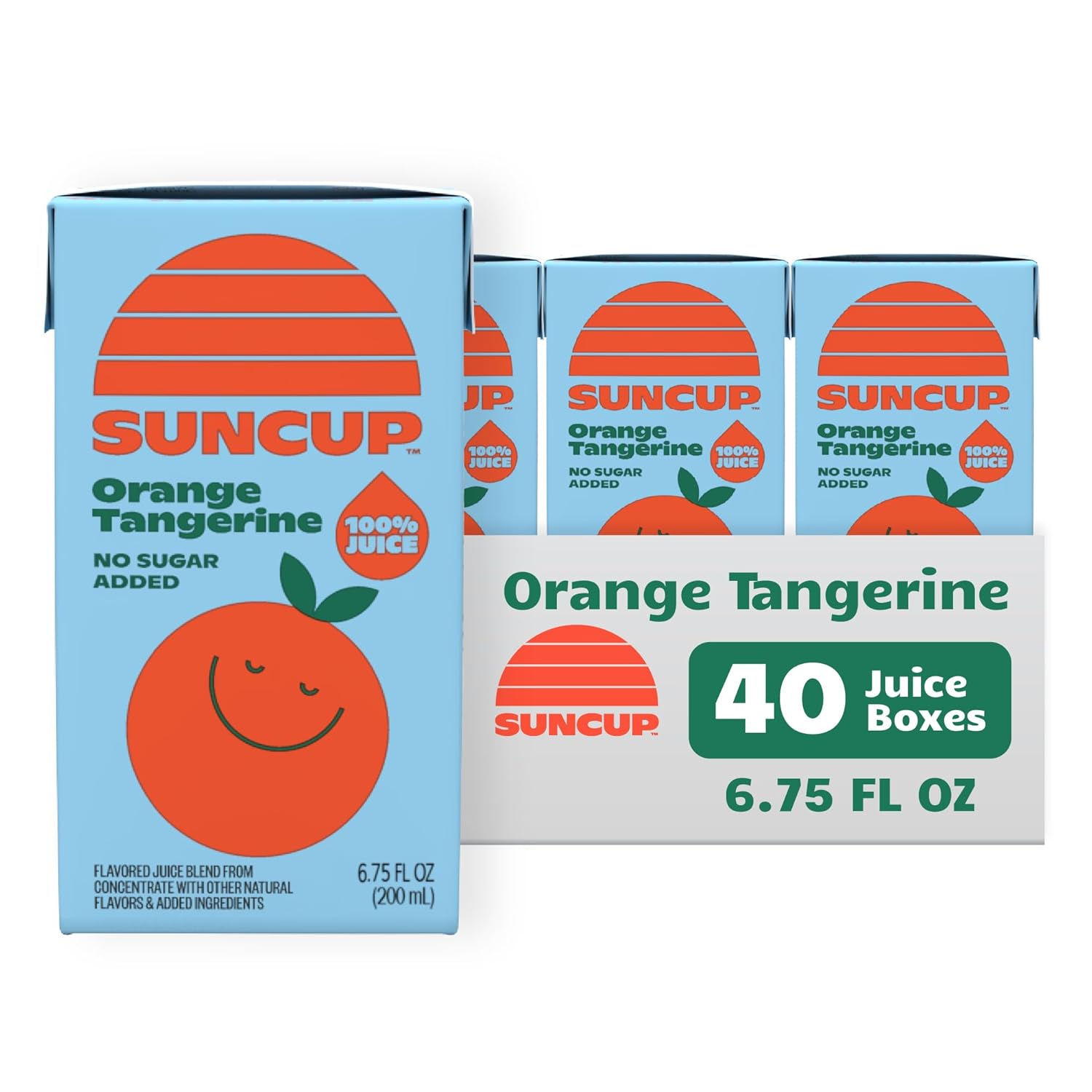 SunCup 100% Juice Boxes for Kids | No Added Sugar, No Dyes, No Preservatives | Trusted in Schools Across 49 States | SNAP EBT Eligible | Bulk Pack with Straw | 6.75 oz (40 Pack), Orange Tangerine