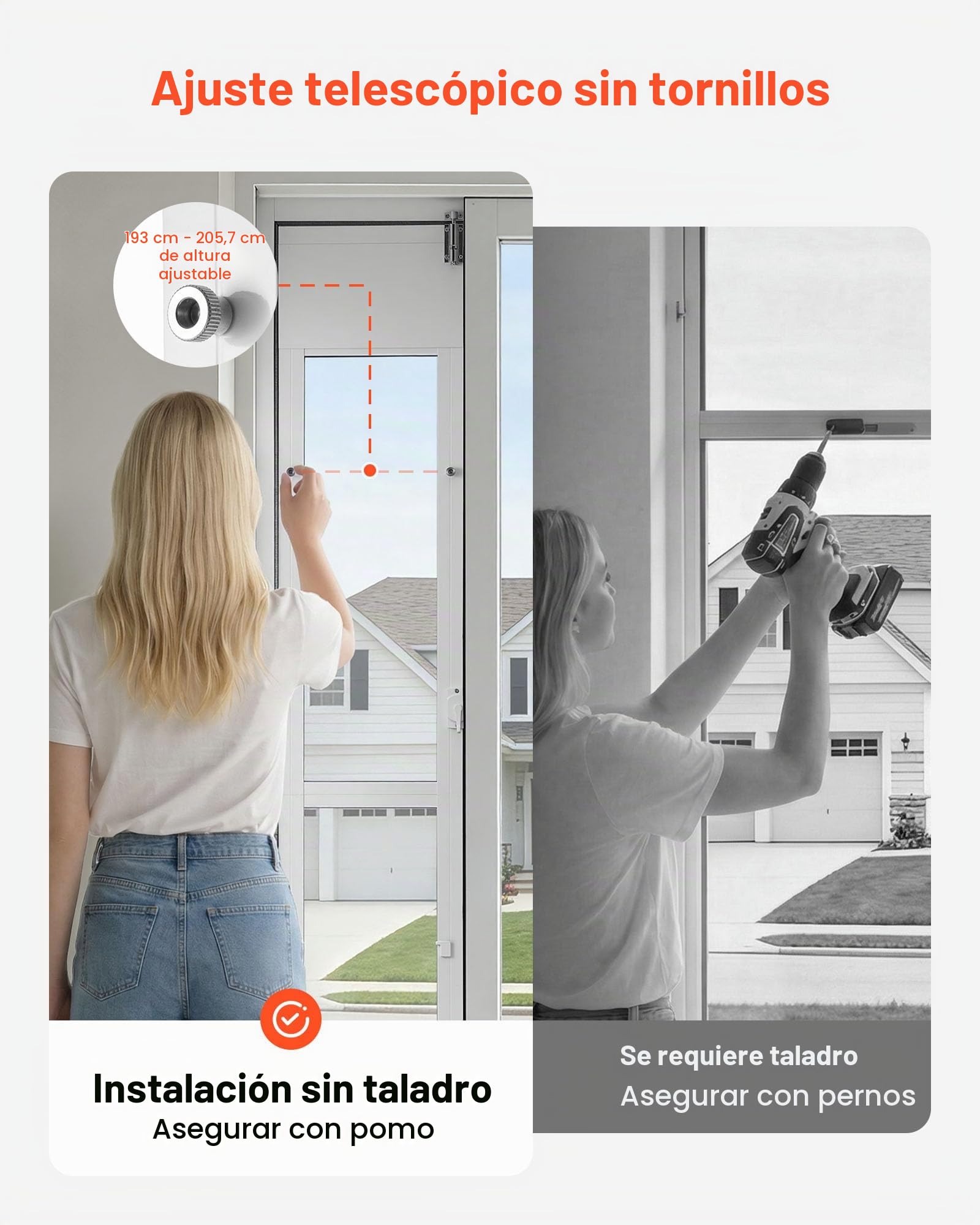 VEVOR Puerta Abatible de Vidrio con Entrada para Perros, Altura Ajustable, Puerta para Mascota 21 x 31,1 cm con Cerradura Magnética, Marco de Aleación de Aluminio, Compatible con Perros Medianos Gatos