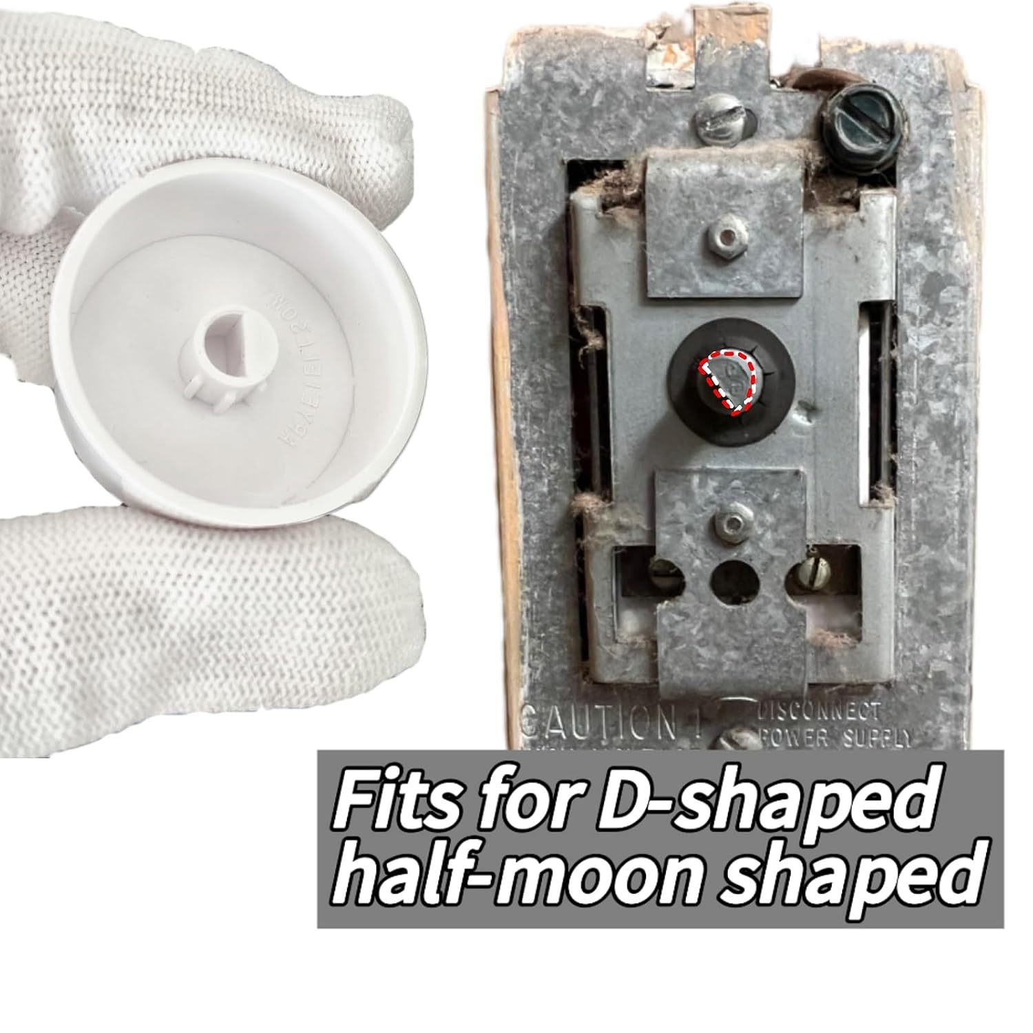 Thermostat Knob Fit with White Single or Double Pole Cover for Old Style S22 D22, White, 5pcs