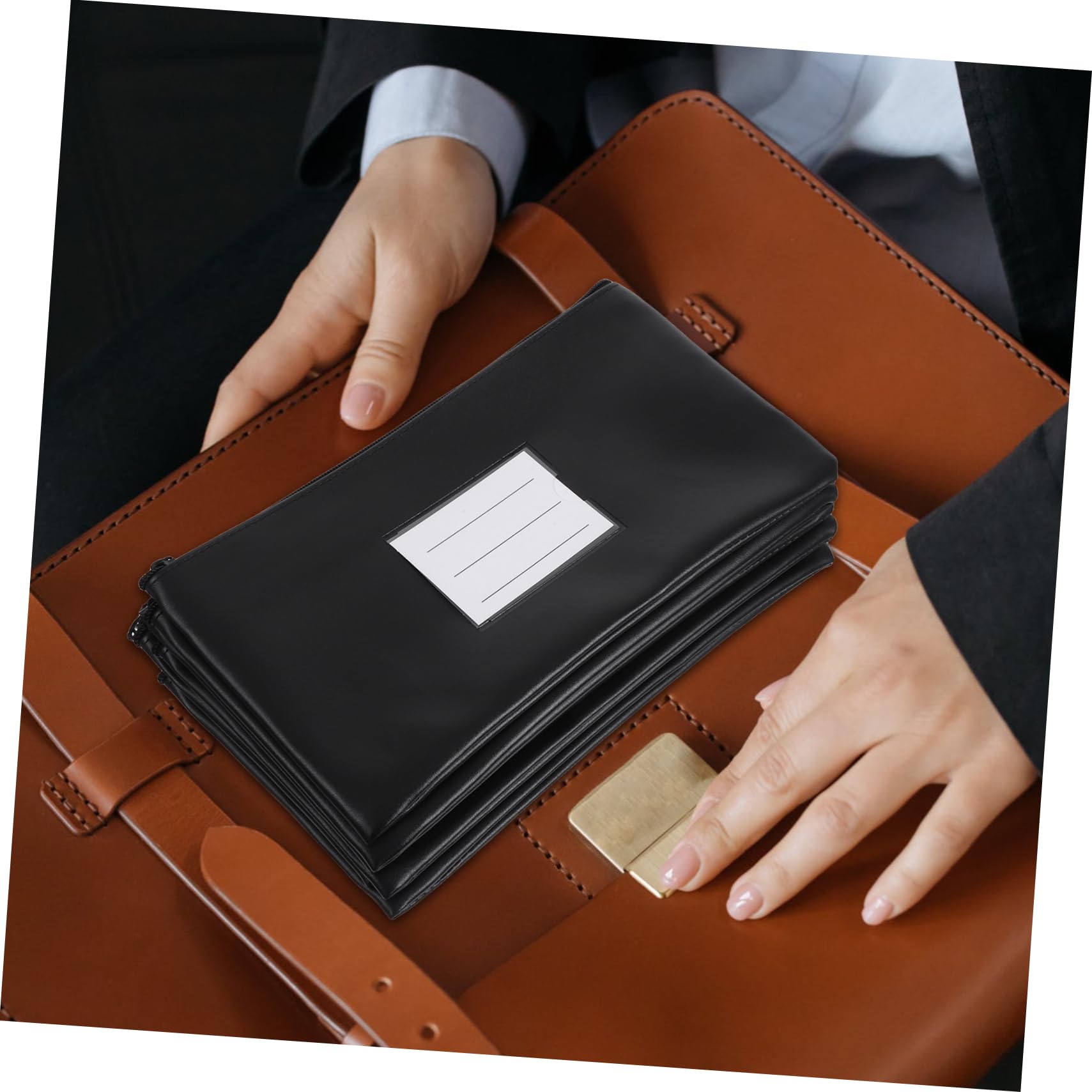 Happyyami Geldtaschen Banktasche A5 mit Reißverschluss Pu Material 6 Stück für Bank und Reise Sichere Aufbewahrung für Bargeld und Belege