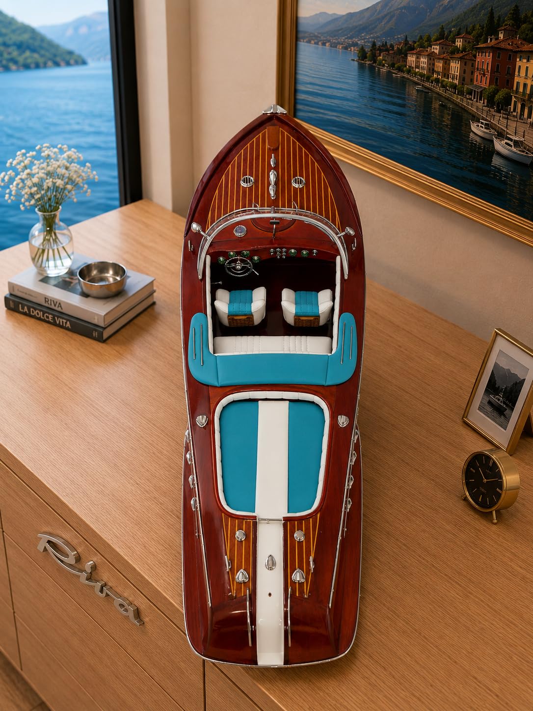 Générique maquette bateau riva aquarama 55 cm bois modelisme