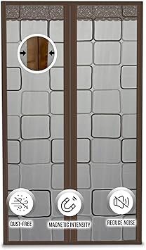 PVC Screen Door Curtain Thermal Door Cover Clear Pet Kid Friendly Mosquito Pest Protection Self Sealing Waterproof Insulation Room Brown Frosted 47.2x82.6 in AP1326