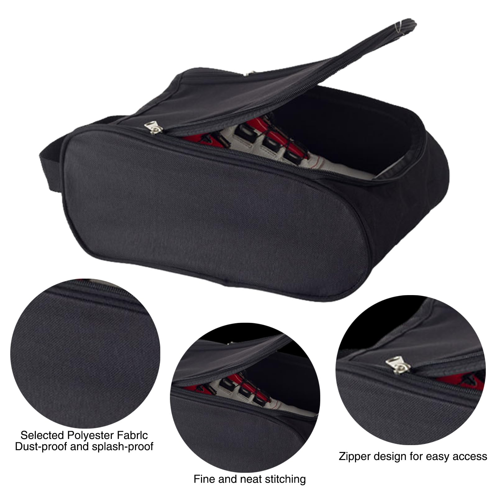 Bolsa para Botas de Fútbol Bolsa para Zapatos de Golf Bolsa para Botas Rugby con Cremallera Bolsa de Viaje Portátil Organizador para Viaje Escuela Cricket Botas de Caminata (Negro)