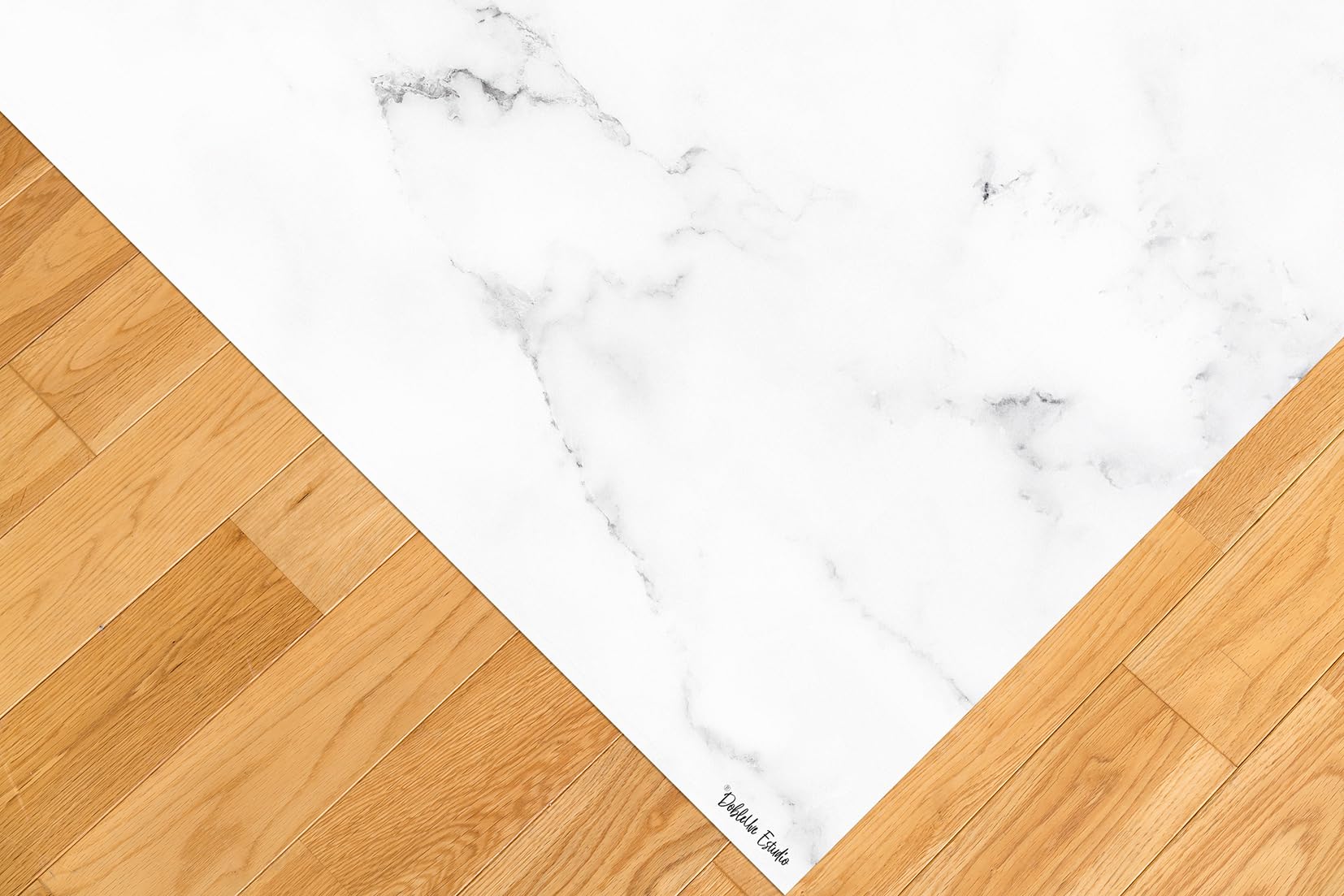 DobleUve Estudio Alfombra Vinílica Textura Marmol Blanco | Color Blanco | 65x140 cm | Alfombra Vinilo Salón | Alfombra Cocina Lavable | Suelo de Vinilo | Alfombra Cocina Lavable Antideslizante