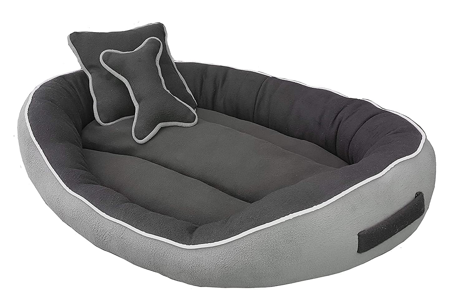 Cotton Blend Dog Bed & Cat Bed Grey & Black Color Anti-Skid Bottom & Machine Washable(Reversible)-Xlarge