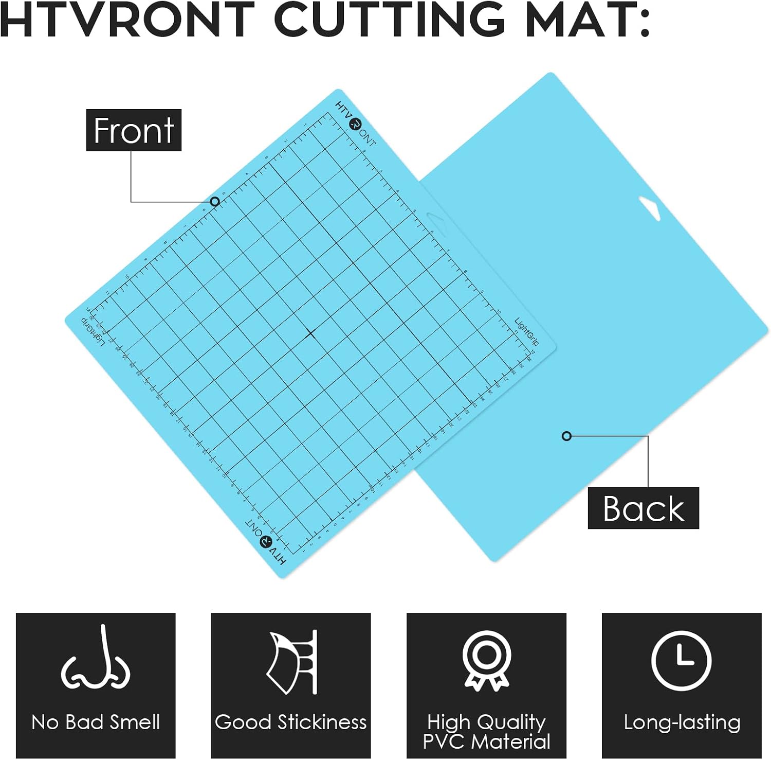 HTVRONT Light Grip Cutting Mat for Cricut, 3 Pack Cutting Mat 12x12 for Cricut Air 2/One/Maker/Explore 3, Light Adhesive Sticky Blue Quilting Mats Replacement Accessories for Cricut