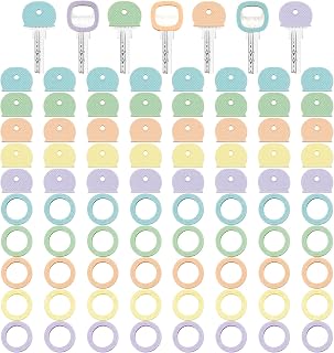 Blulu 80 Pieces 1Inch Colored Key Covers Caps Tags Covers Set Plastic Key Color Identifier Rings Toppers(Pastel Color)