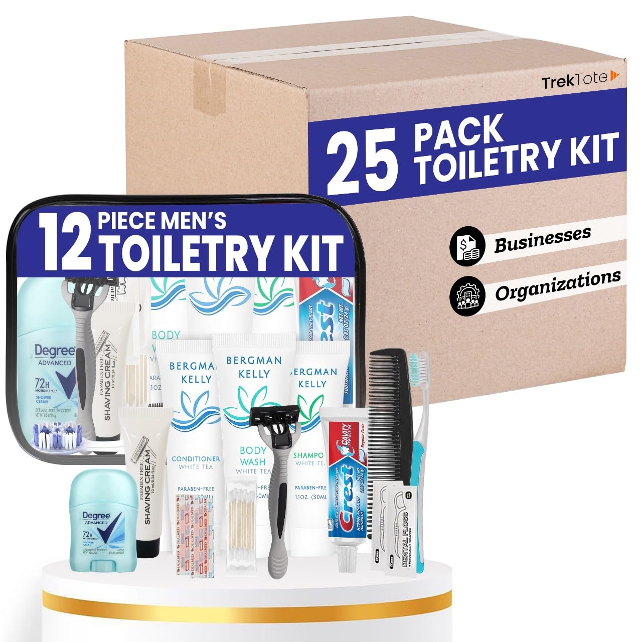 Trektote Bulk Hygiene Kits: 25-Pack Travel Toiletries