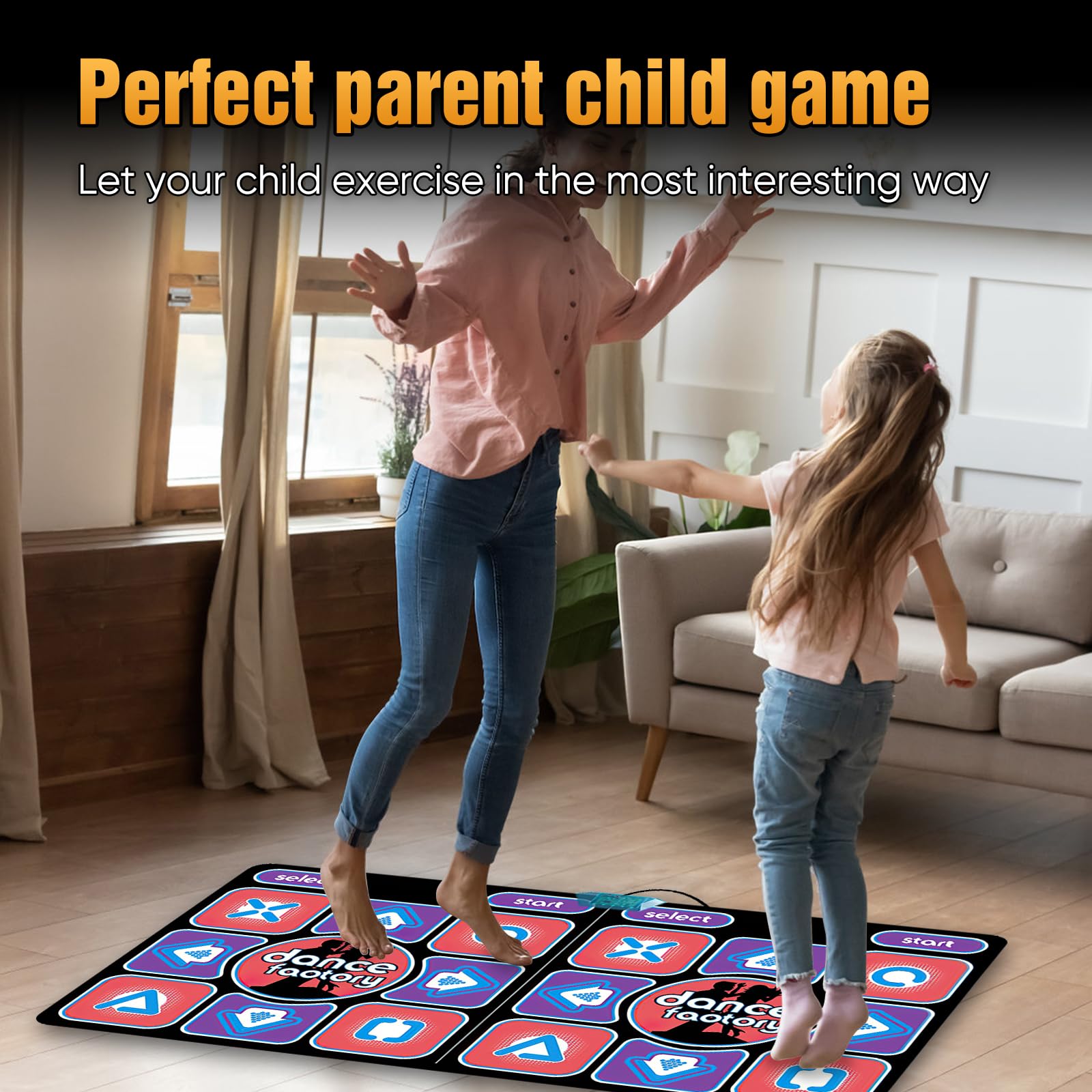 Kouamor Tapis De Danse pour Adultes Et Enfants, 100 Musiques IntéGréEs, 65 Jeux Sensoriels, 3 Modes De Danse (Live MTV, Dessins AniméS, ScèNes 3D), Cadeaux pour Filles Et GarçOns Anniversaire (A)