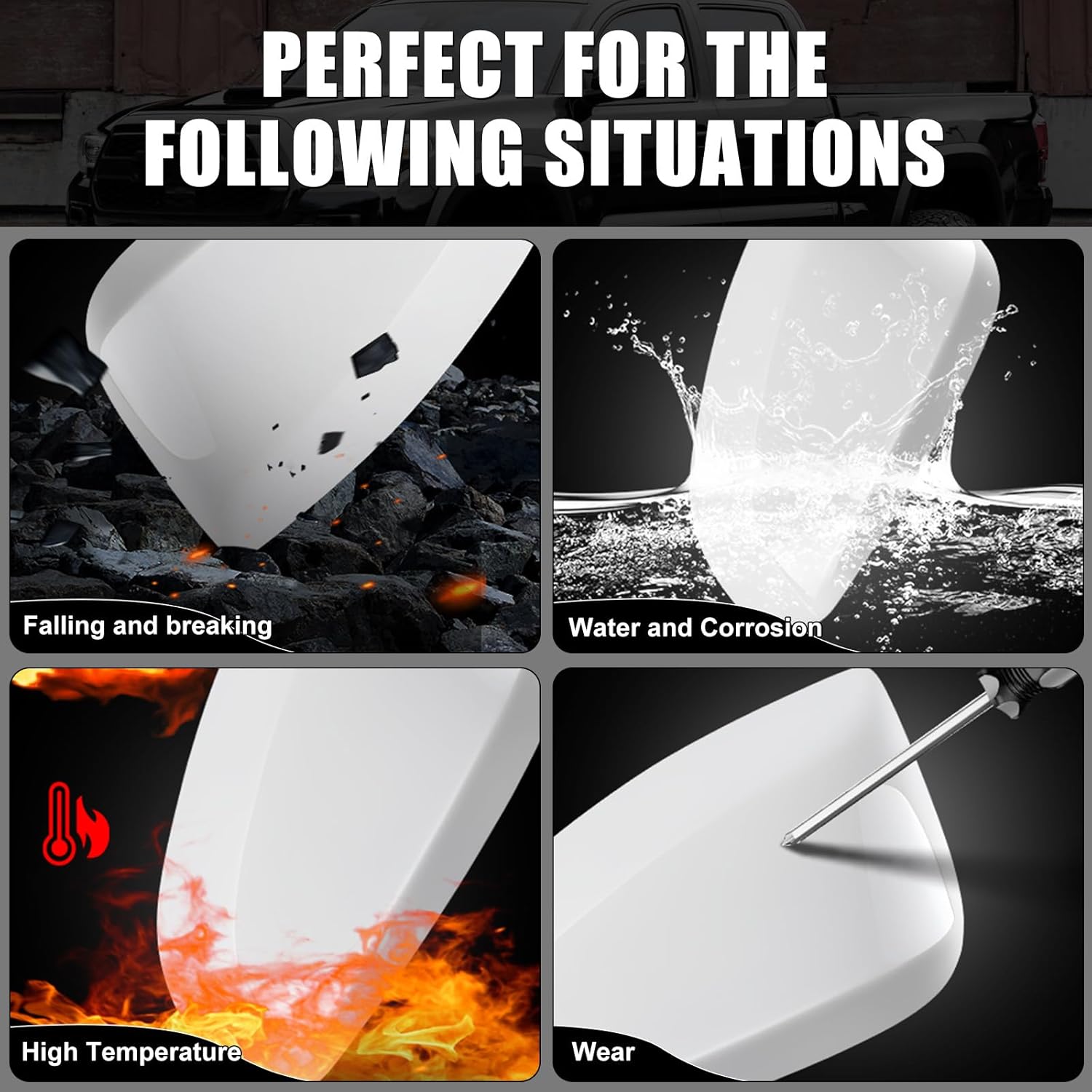 White Direct Replacement Mirror Cover for 2019-2025 Toyota RAV4 XLE XSE and Limited Hybrid with Turn Signal Light Model, Directly Replace Style, Not Sticker Style