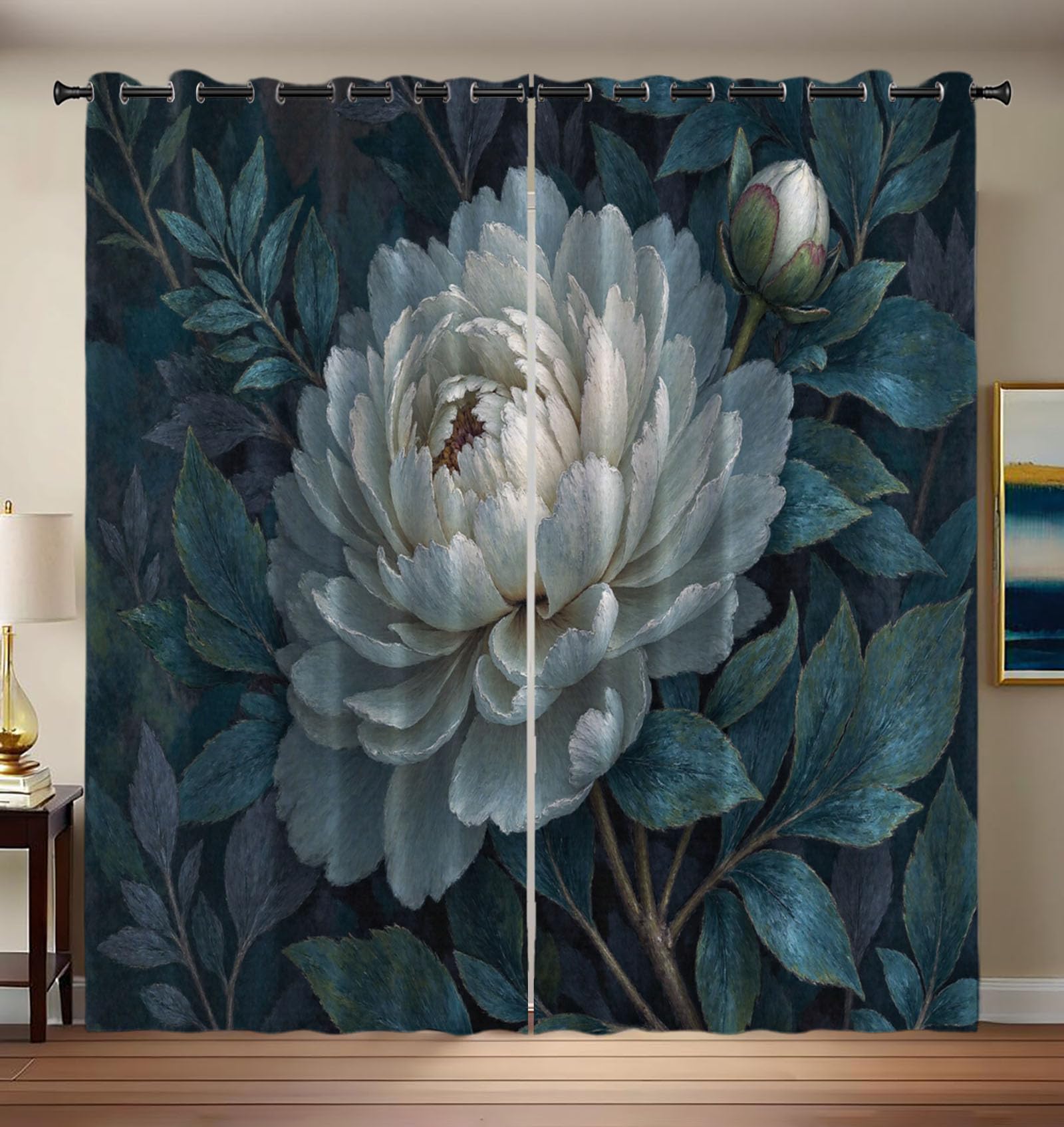 Rideau fleur vert foncé pour sublimer la décoration de votre salon ou chambre