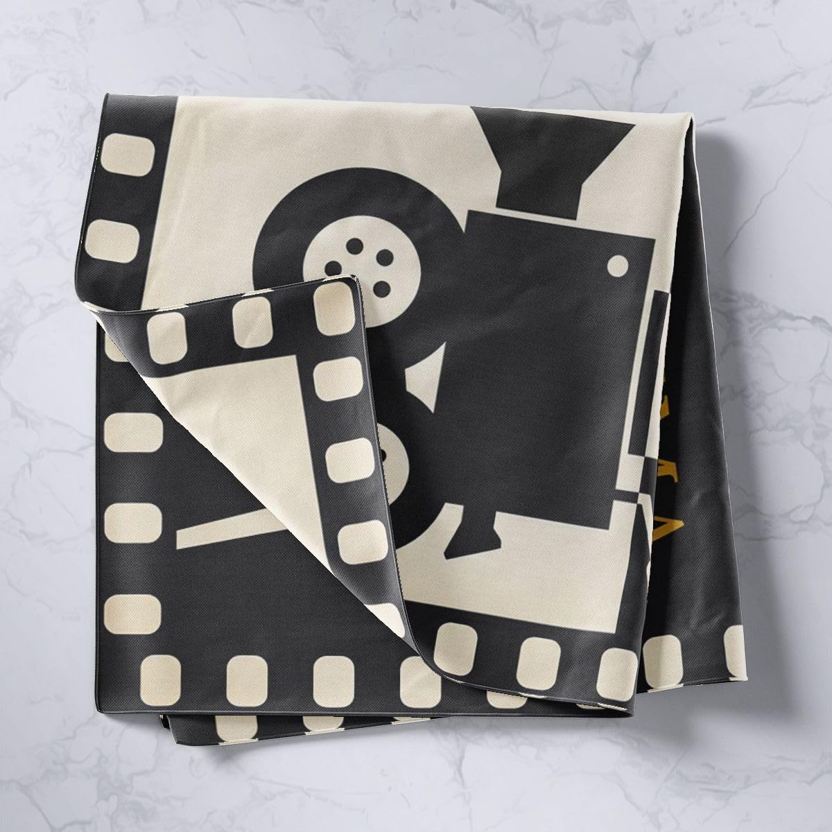 Feelyou Vintage Movie Camera Print Tapestry Classic Film Strip Wall Art for Living Room Bedroom Retro Cinema Style Pattern Wall Hanging Blanket ADMIT ONE Ticket Design Home Decor Small 51"x59" image 2