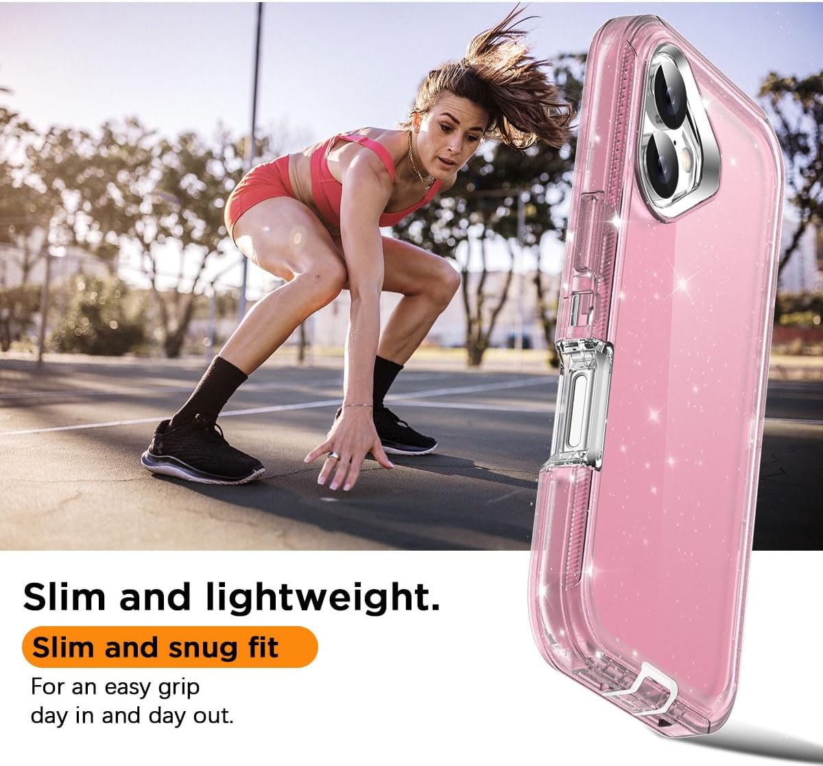 AICase for iPhone 16 Case Clear Glitter Bling 3 in 1 Heavy Duty Drop Protection Full Body Rugged Shockproof/Dust Proof 3-Layer Military Protective Tough Durable Cover for iPhone 16 6.1"_4 - Image 7