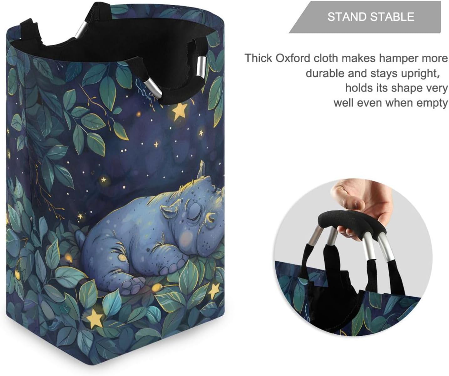 ALAZA Cute Hoppo Baby Large Laundry Hamper Basket Laundry Bag Stylish Collapsible Oxford Cloth Home Storage Bin with Handles, 22.7 Inch image 4