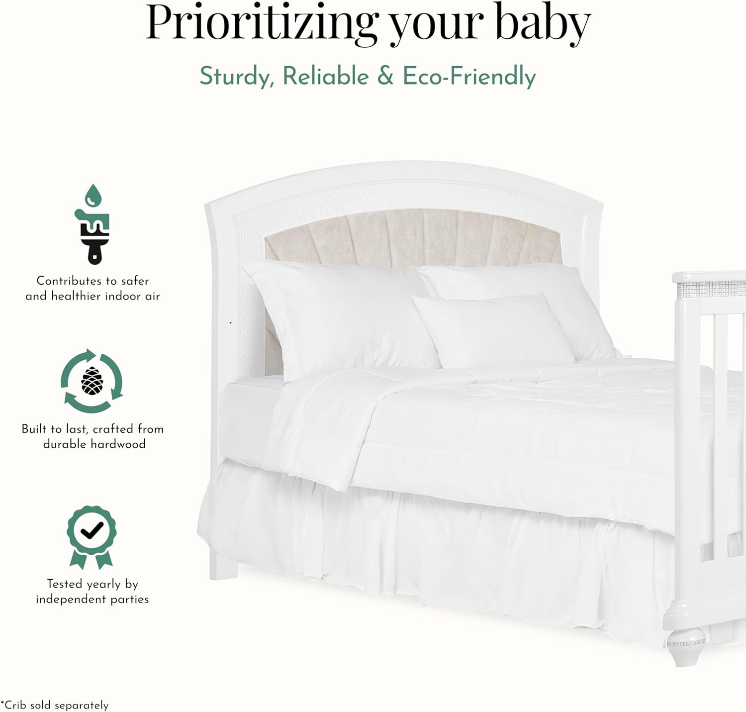 Evolur Convertible Crib Wooden Full Size Bed Rail, Constructed from Solid Wood, Includes Assembly Hardware