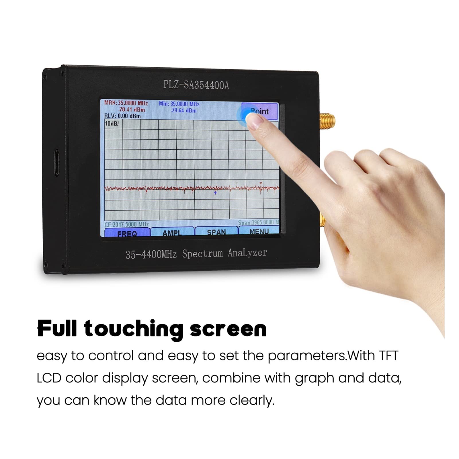 AMAZWI Antennenanalysator Spektrum-Netzwerkanalysator Signal/Tracking-Quelle 35-4400 MHz Amplitude Bandbreite Frequenz LCD-Farbdisplay Vollständiger Touchscreen Spektrumanalysatoren