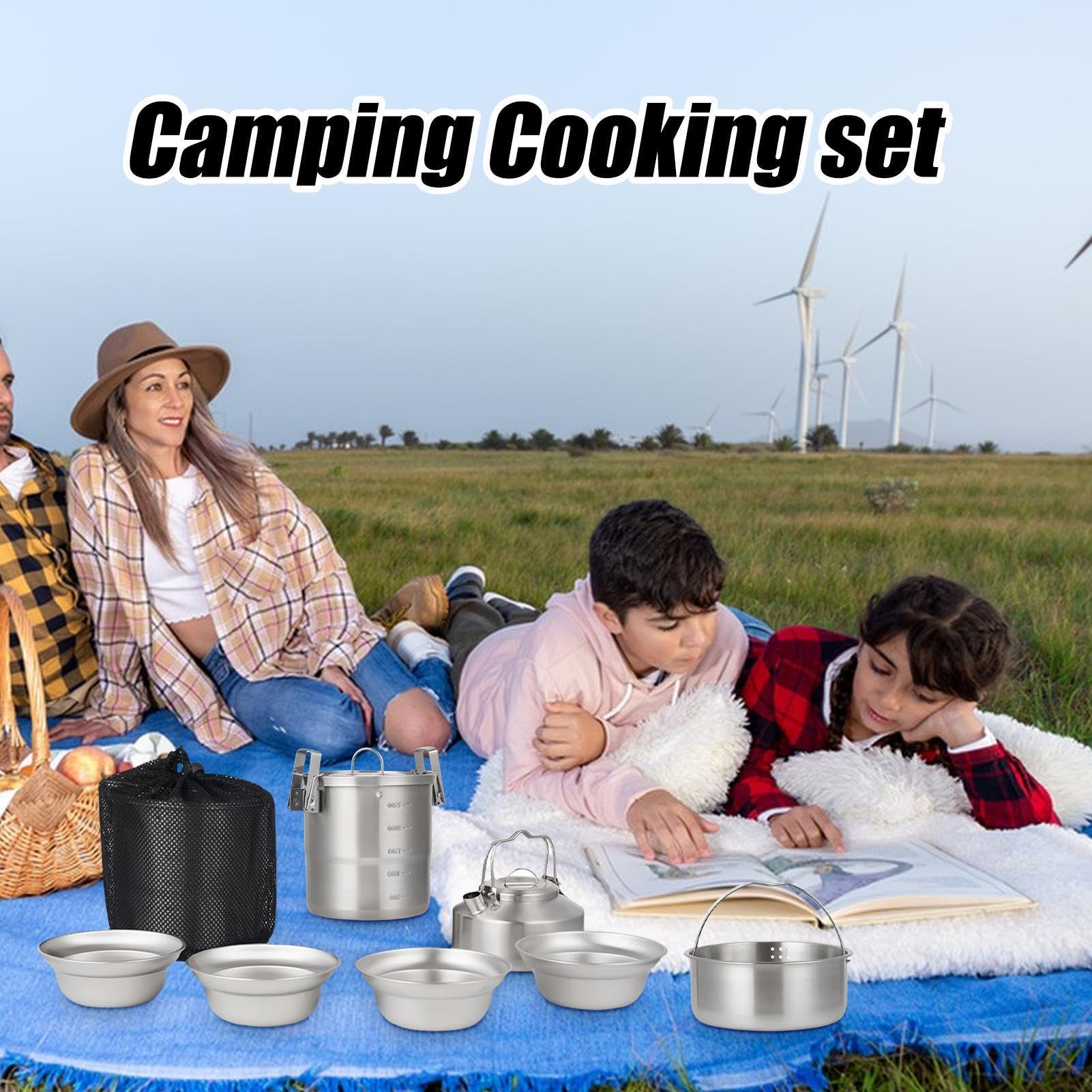 Set Di Pentole Da Campeggio Set Pentole Per Escursionismo | Attrezzatura Leggera Essenziale Per Avventure All'Aperto Picnic Familiari Viaggi Escursionismo Zaino In Spalla