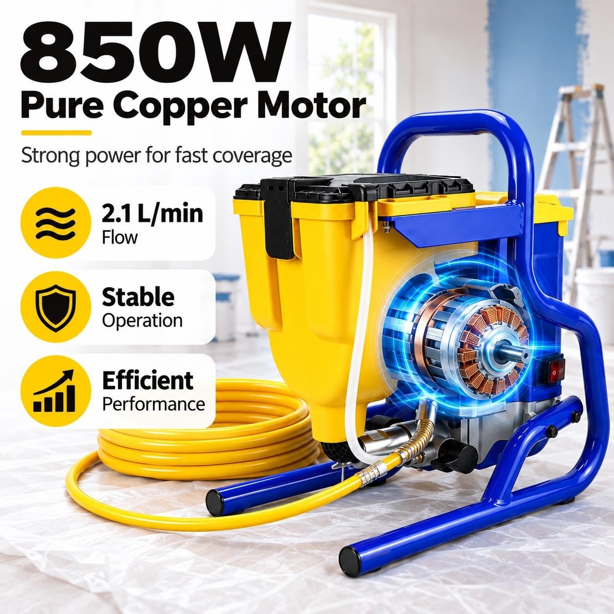 Pulverizador Airless portátil con ajuste de presión, flujo bajo-alto