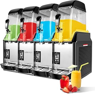 48 L Commercial Slushie Machines 4 Tanks Frozen Drink Machine Commercial, with LED Light, Perfect for Cider Slush, Margarita, Daiquiri, Cold Beverages at Business Mobile Bar Party Restaurant