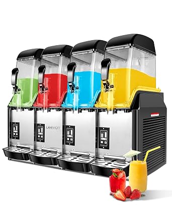 Slushie Machines 4 Tanks x 12L Commercial Grade Slushy & Frozen Drink Maker, Industrial Grade Margarita Machine for Store Bar Events Restaurant Cafe for Slush, Margarita, Milkshake & More