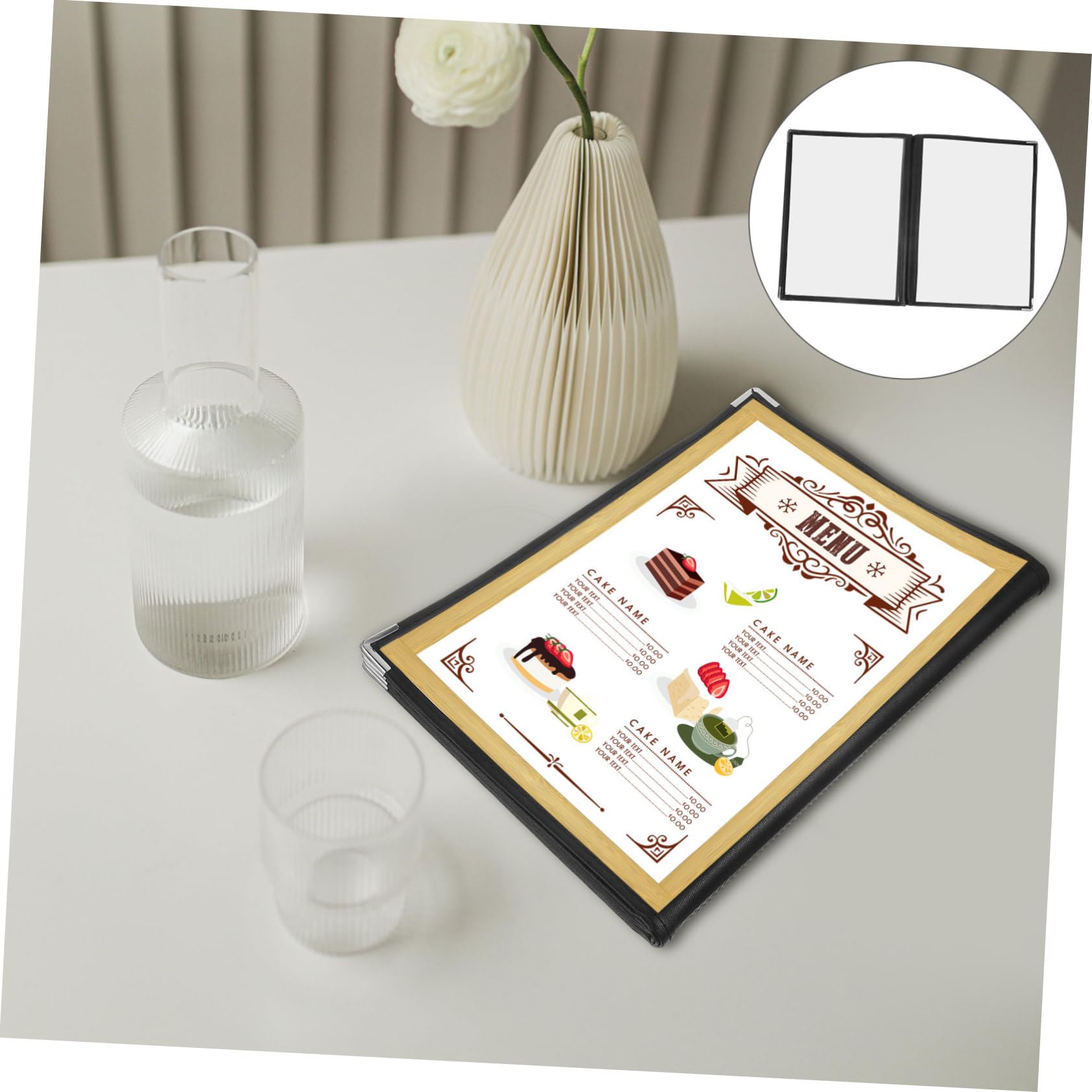 Mipcase Porta Menù Trasparente 6 Pagine 12 Facciate Cartella Menù Per Ristorante Bar Cafetteria Facile e Veloce Accessorio Essenziale Per Servizio Clienti
