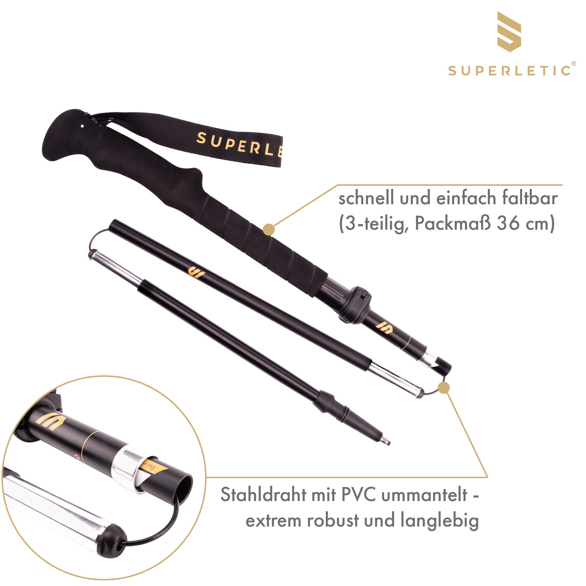 Bastone da passeggio Nordic FX 10 con Cinghia da Polso, Bastoncini Trekking in Fibra di Carbonio, per Escursionismo e Campeggio; Racchette Trekking Ergonomiche con Impugnatura