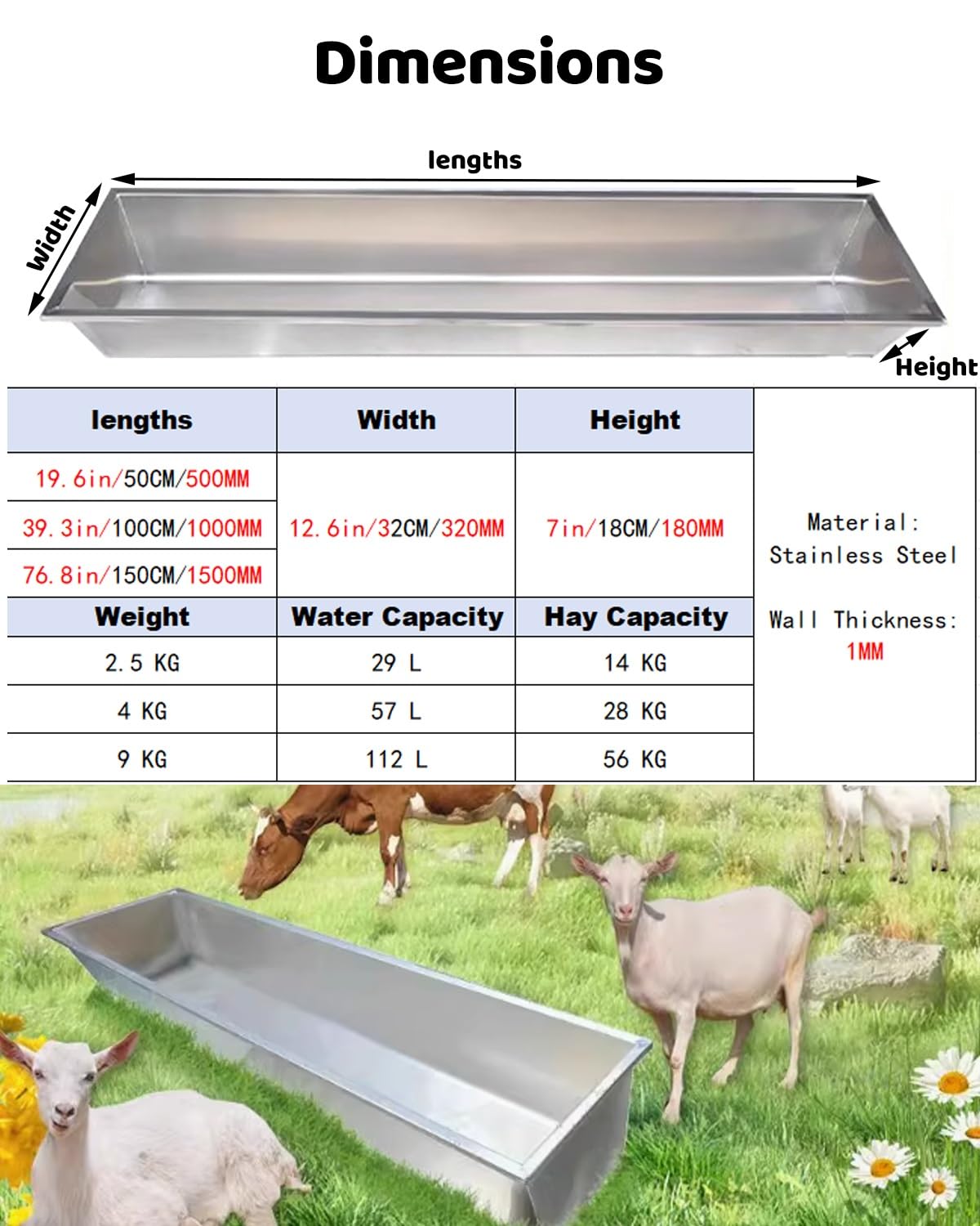 Comedero para Cerdos Comedero para Ganado Vacuno / Comederos Antiderrames para Cerdos, Comedero Resistente para Cerdos, Caballos, Ganado Vacuno y Alpacas, Comedero para Lechones y Aves de Corral.(With