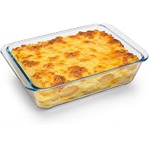 Rectangular Tempered Glass Baking Dish, 3.7 QT 13.1 x 8.4 in, Large Casserole Pan with Dual Handles, Oven & Microwave Safe Clear Bakeware for Lasagna, Roasting & Serving