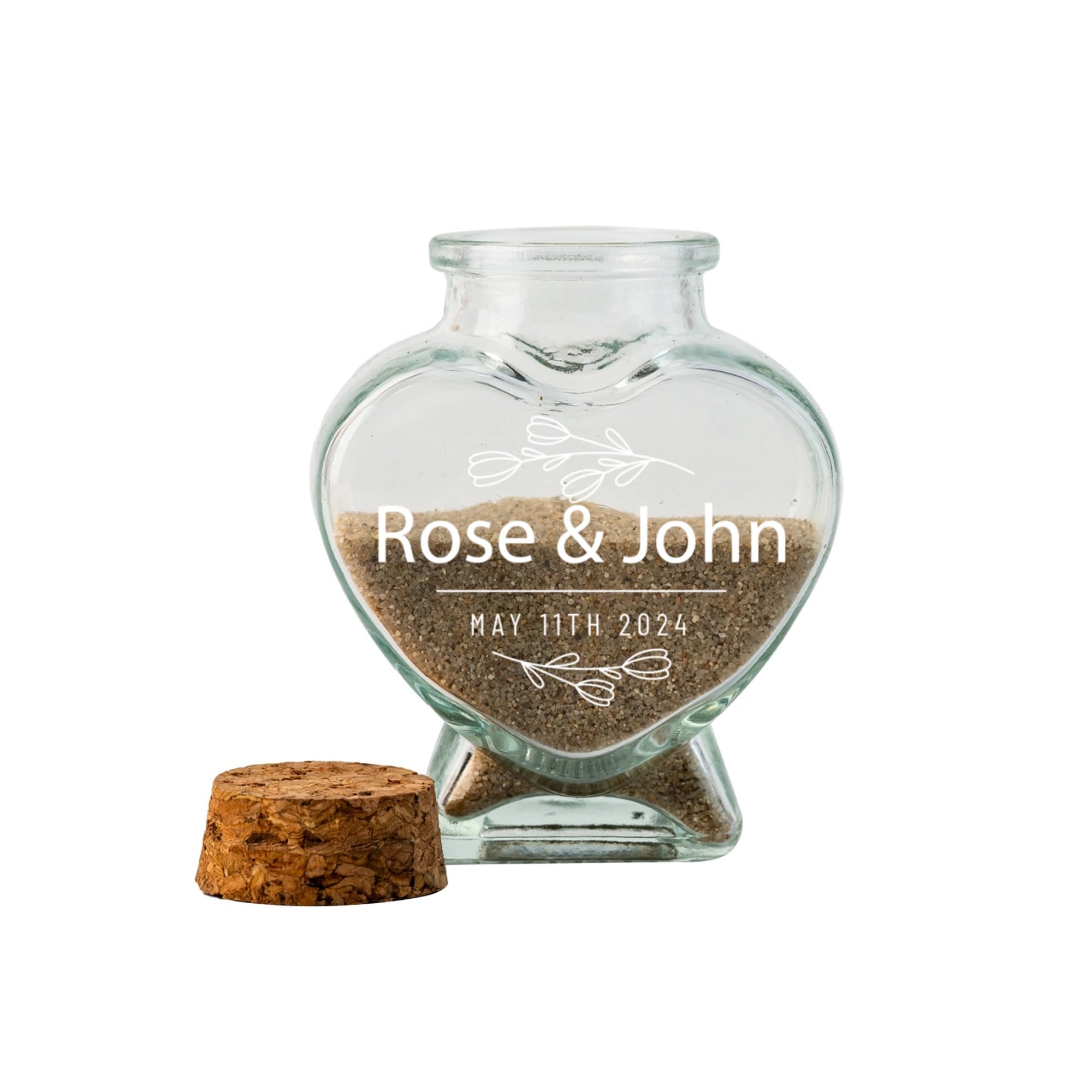 Fornixe Personalized Heart Glass Honeymoon Sand Keepsake Jar 2025, Romantic Honeymoon Gifts for Newlywed, Bride & Groom, Bridal Shower, Wedding,