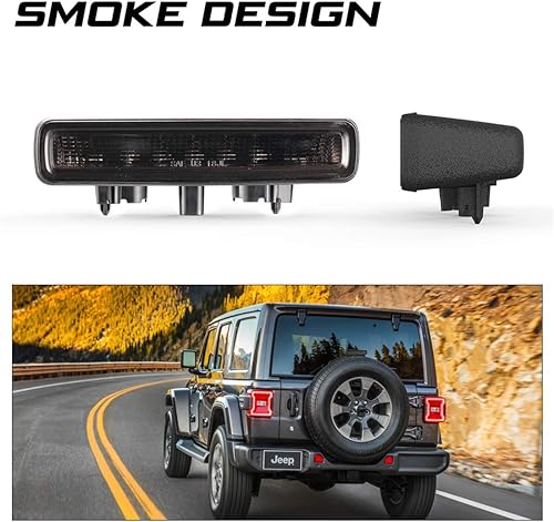 Miniatura 3 de Kiwi Master Tercera luz de freno LED para Jeep Wrangler JL4xe 2018-2025 Accesorios Tercera luz de freno Luz de freno de montaje alto (lente humo de