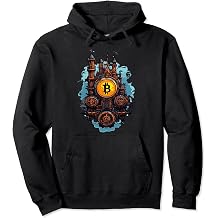 Clockwork Fantasy Bitcoin Castle - Steampunk Crypto Fortress Pullover Hoodie
