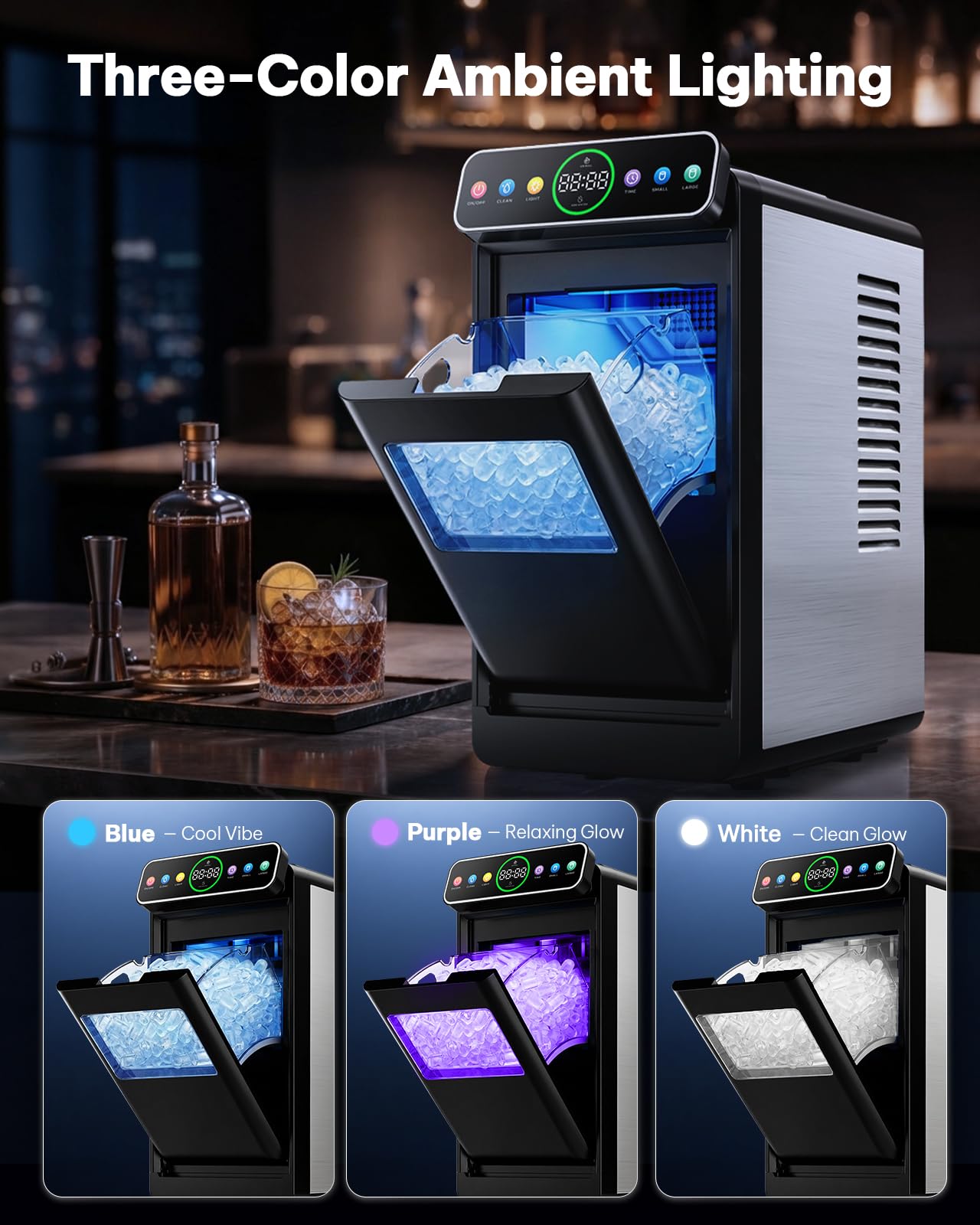Silonn Portable Ice Maker Countertop, Self-Cleaning Ice Machine with Carry Handle, Includes Basket & Scoop, Produces 9 Ice Cubes in 6 Minutes, 12KG Daily Capacity, Ideal for Home Camping and RVs view 6
