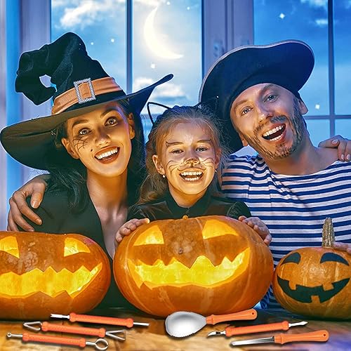 Miniatura 3 de Kit de tallado de calabaza de Halloween, herramientas profesionales de tallado de calabaza de acero inoxidable, kit de tallado de calabaza a granel