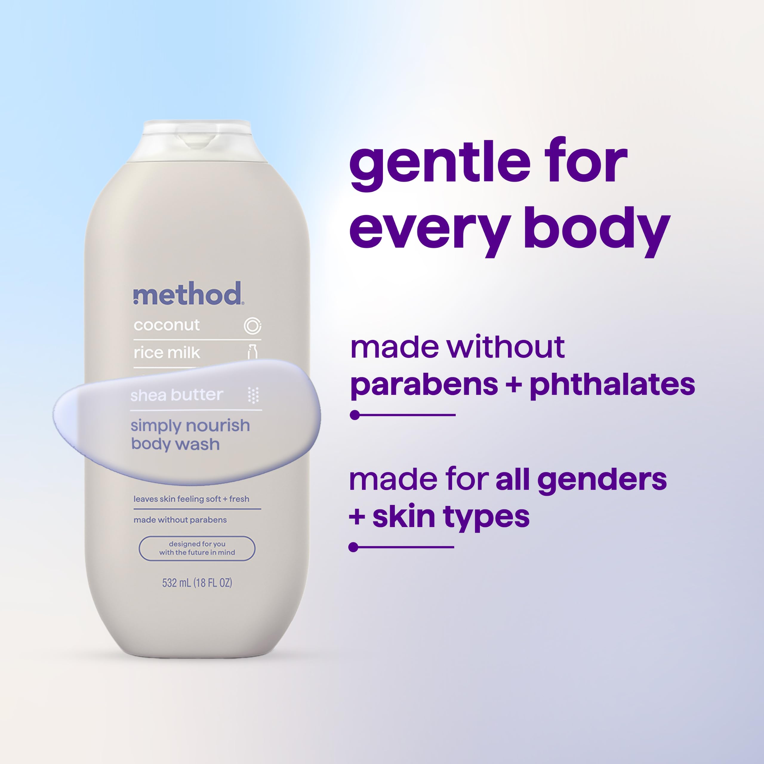 Yöntem Vücut Yıkama, Basitçe Besler, Hindistan Cevizi, 18 Fl Oz