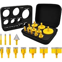 HIGHDRIL Diamond Hole Saw Kit - 6/8/10/20/25/28/32/45/50/65mm+35mm Chamfer Diamond Core Drill Bit Set with Hollow EVA Guide Jig for Porcelain Ceramic Granite Marble Hard Materials