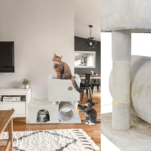 Miniatura 5 de OTLIVE Árbol grande para gatos de 30 pulgadas, árbol de actividades para gatos grandes, condominio con poste rascador para gatos y almohadilla
