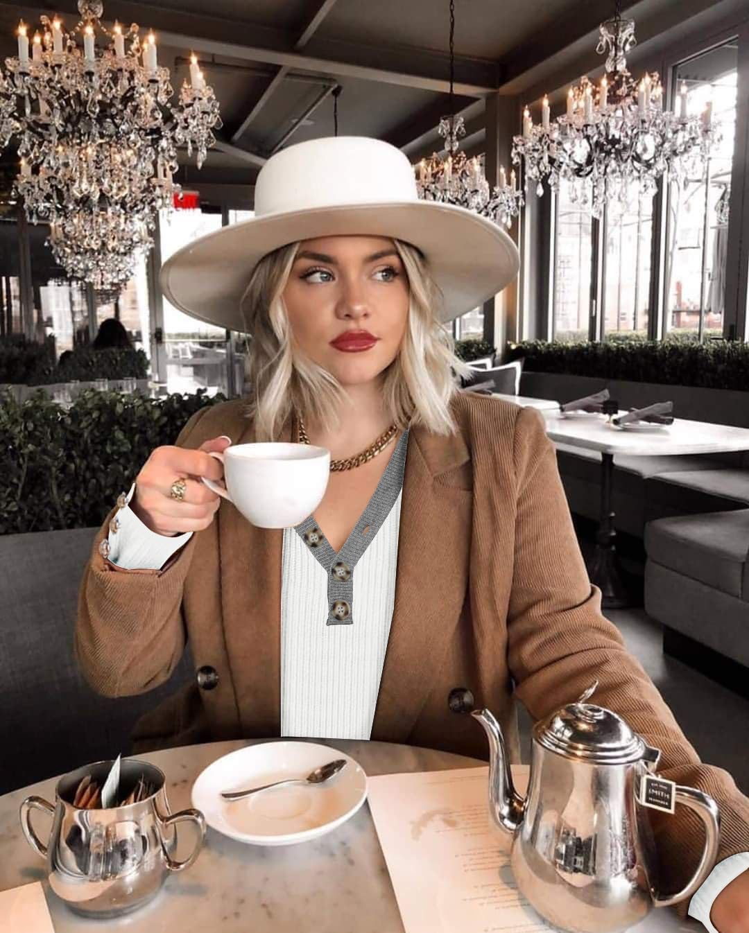 Soesdemo Oversized Sweaters for Women Warm Cozy Chunky Soft Casual Knitted V Neck Button Down Pullover Tunic Sweaters - Image 7