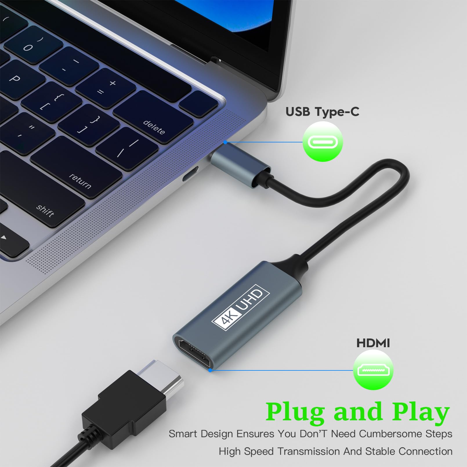 Adattatore USB-C A HDMI 4K - Compatibile Con Thunderbolt 3, Per IPhone 16/15 Pro, MacBook, Samsung Galaxy - Foto 12