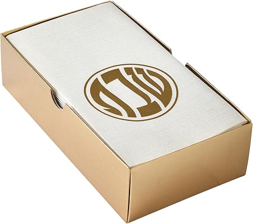 Miniatura 2 de Silver Spoons LINEN FEEL - Toallas monogramadas desechables para invitados, hechas en Europa, símbolo de Shabbos, 24 piezas, para bodas y comidas de