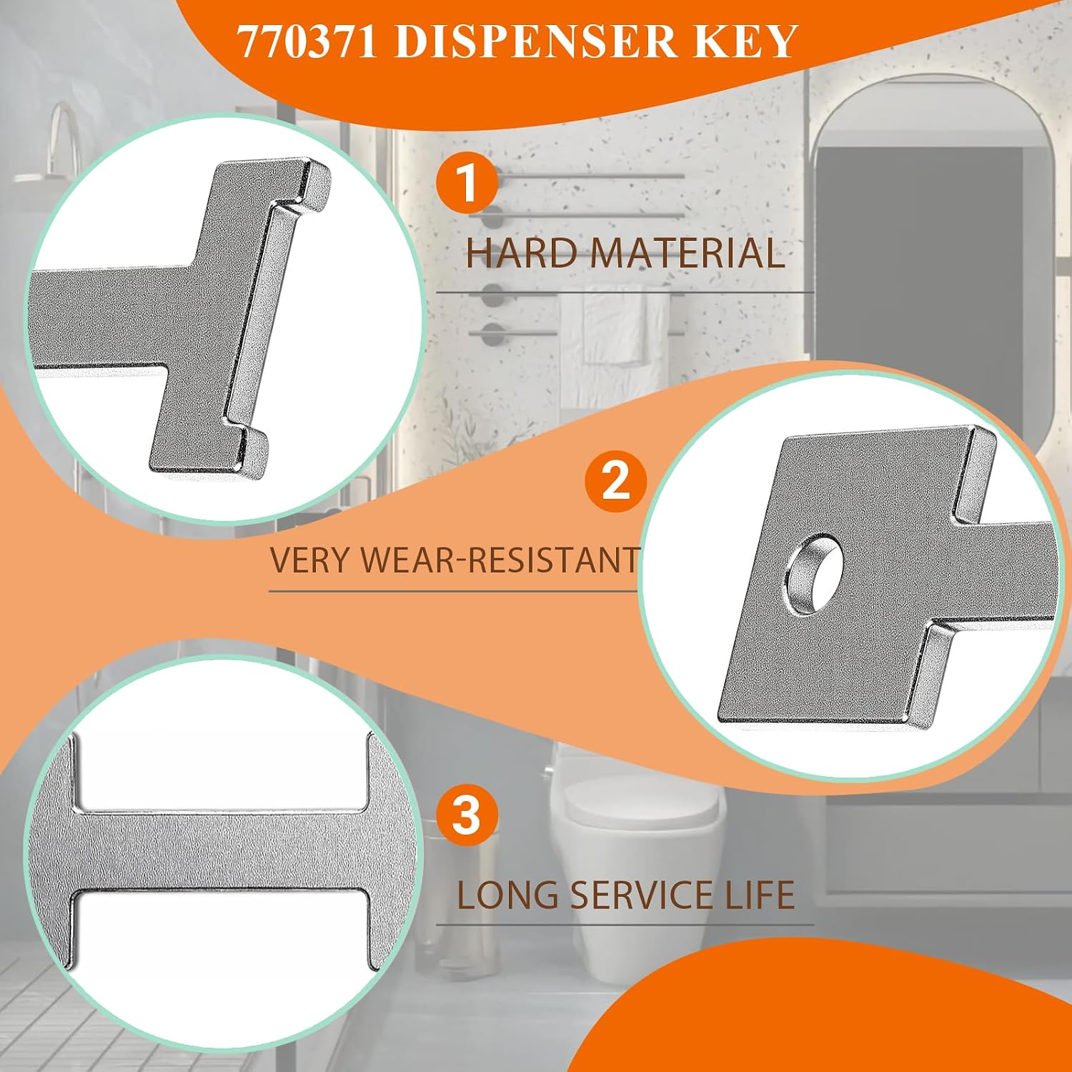 Toilet Paper Dispenser Key 770371 fit Kimberly Clark KC,Sysco Kruger image 4