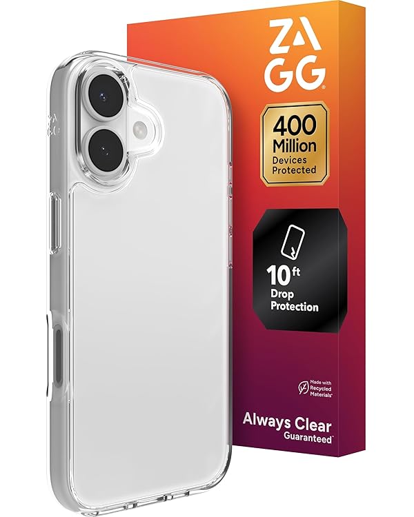 ZAGG Crystal Palace Lite Case for iPhone 17 - Clear, Drop Protection (10ft/3m), Ultra-Slim & Lightweight, Sleek & Minimalistic Phone Case with Transparent Design, Anti-Yellowing Technology by ZAGG - Used condition - CA$32.89