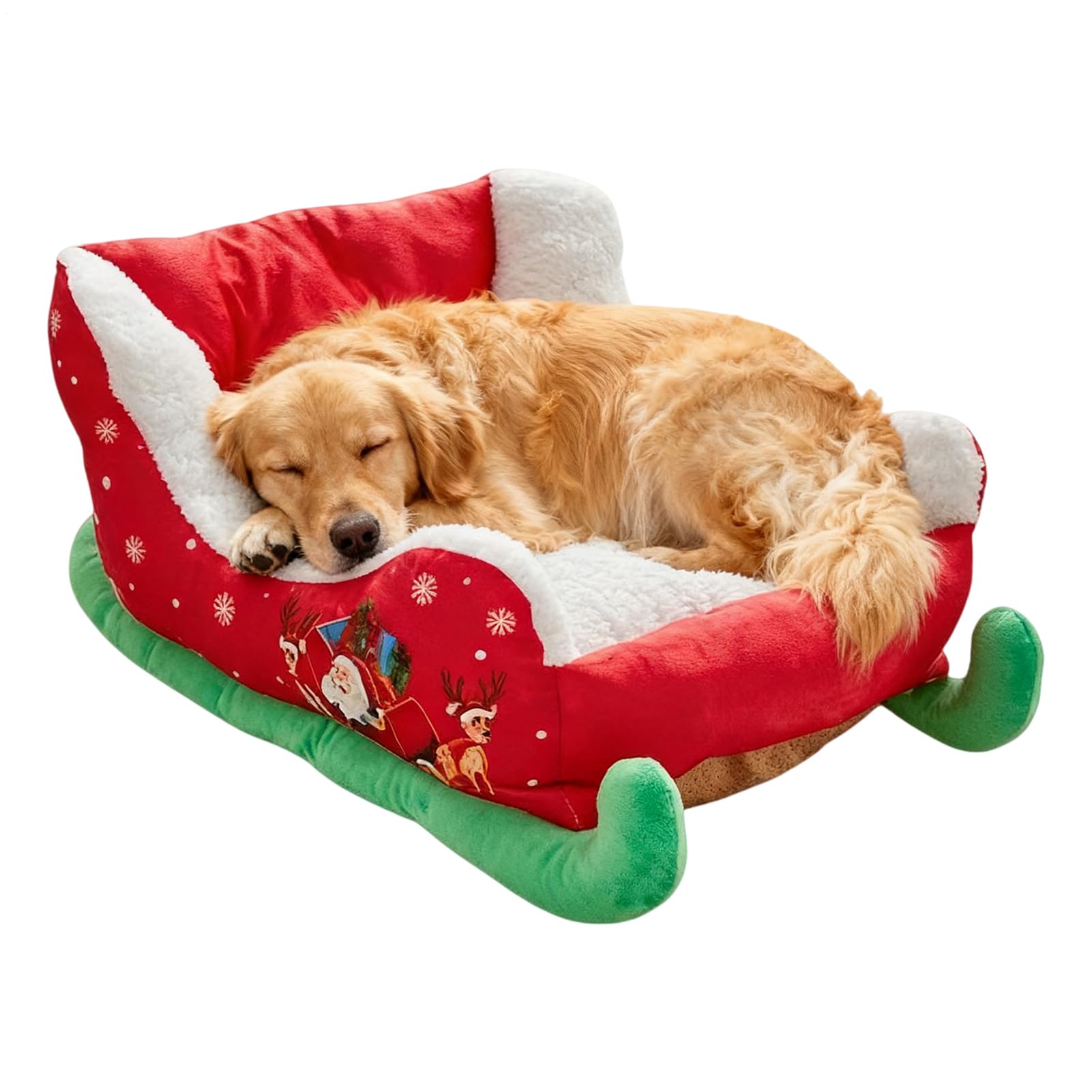 Siuwddee Christmas Cat Bed,Christmas Sleigh Plush Pet Nest,Warm Puppy Nest - for Bedroom Living Room Indoor Home Winter Balcony Gathering Outdoor