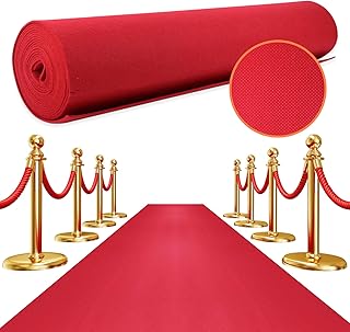 2.6FT×15FT Red Carpet Runner for Party,350 GSM Felt Non-Woven Fabric Extra Thick Non Slip Aisle Rug for Wedding Ceremony and Events Decorations, Movie Theme Party Deco