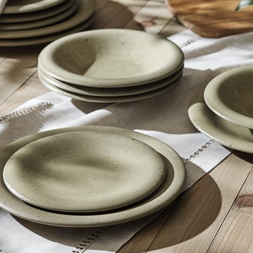 Image of Porto by Stone Lain Aro 24-Piece Premium Kitchen & Dining Dinnerware Set Stoneware, Green Matte, Crafted in Portugal, Dishwasher and Microwave Safe Scratch-Resistant Dish Set for 8