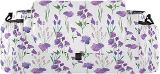 Flradish Purple Flowers Baby Stroller Organizer with 2 Cup Holders Universal Adjustable Shoulder Strap Detachable Stroller Caddy Accessories Bag for Bottle,Diaper,Phone, Keys,Toys