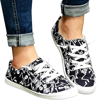 Fashion Halloween Canvas Sneakers for Women,Skull Pumpkin...