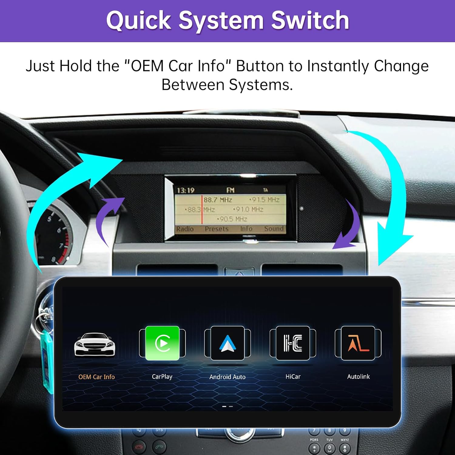 NINETOM 2026 Upgraded 12.3" Ultra-Narrow Touchscreen Wireless CarPlay Android Auto Receiver Compatible with Mercedes-Benz GLK Class X204 (2008–2012), for NTG4.0 System