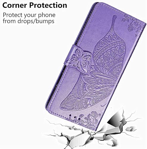 Miniatura 6 de MEUPZZK - Funda para Samsung Galaxy S22 Plus, funda tipo cartera para Samsung S22+, piel sintética con mariposas en relieve, de alta calidad,