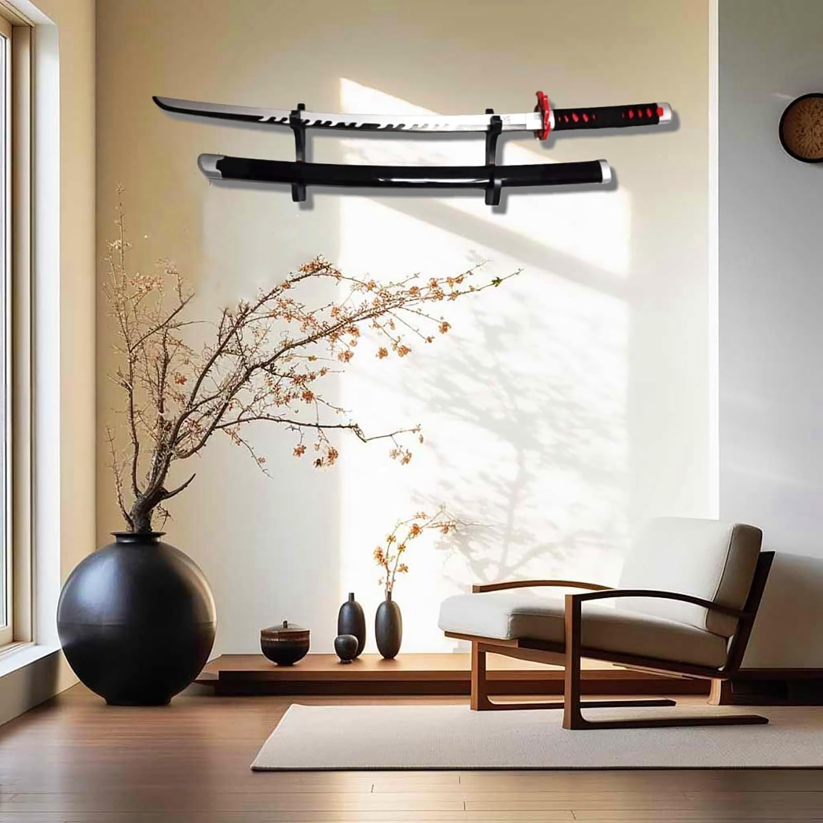 Indusoire 2 Pcs Katana Stand Wall Mount Sword Stand for Katana and Ninja Swords,Katana Display Stand for Living Room, Bedroom, Store Decor 2